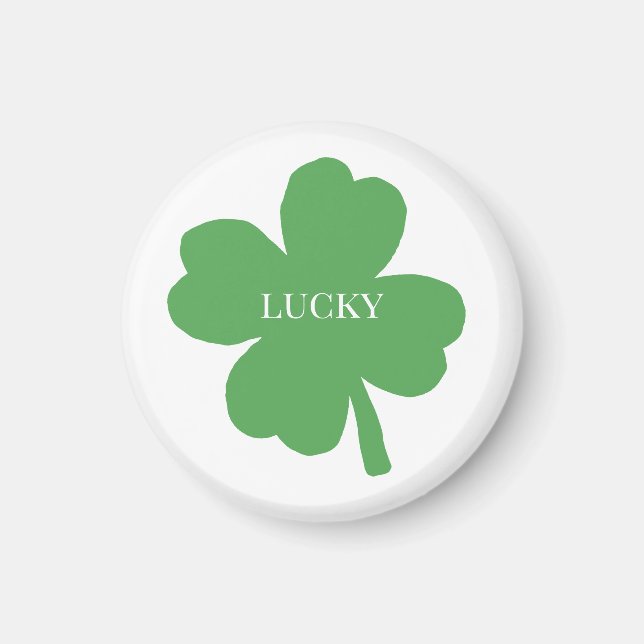 Lucky St Patricks Day Irish Shamrock Magnet (Front)