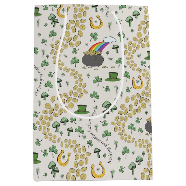 Lucky St Patricks Day Luck & Joy Medium Gift Bag (Front)