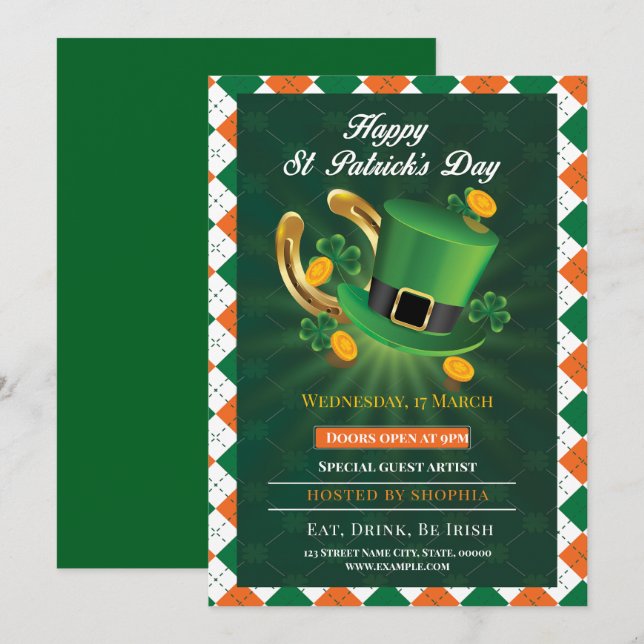 Lucky St. Patrick's Day Party Invitation (Front/Back)