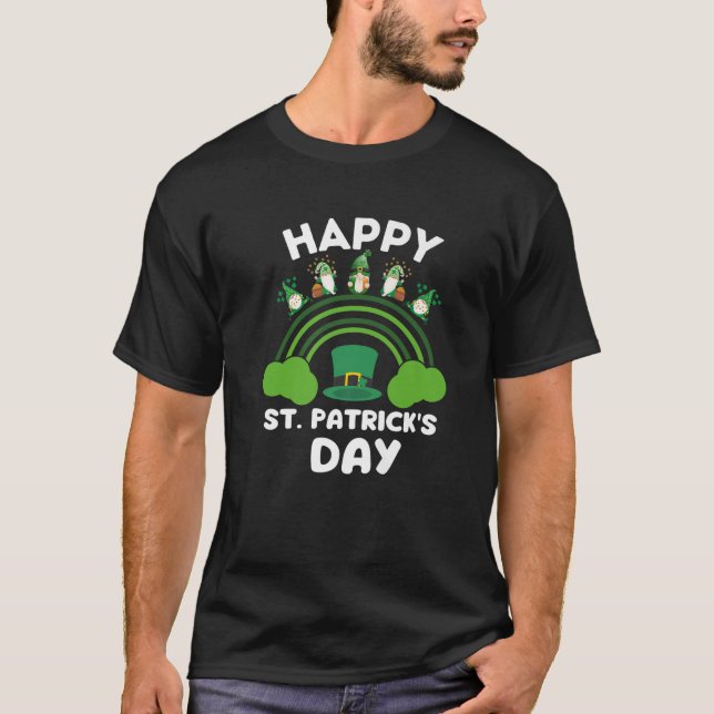 Lucky St.Patrick's Day Rainbow Cool Gnomes Patrick T-Shirt (Front)