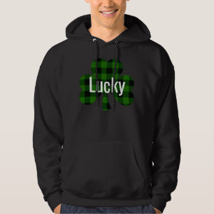 Lucky St. Patty’s Shamrocks   green plaid Hoodie
