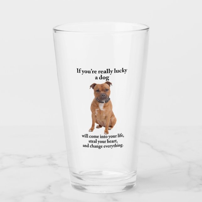 Lucky Staffie Glass (Front)