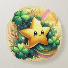 Lucky Star Round Pillow