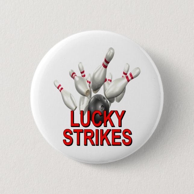 Lucky Strikes Bowling 2 Inch Round Button (Front)
