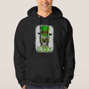 Lucky Sugar Skull Leprechaun Hat St Patrick's Day Hoodie