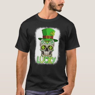 Lucky Sugar Skull Leprechaun Hat St Patrick's Day  T-Shirt