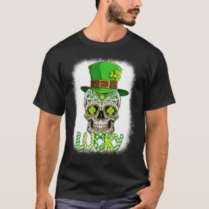 Lucky Sugar Skull Leprechaun Hat St Patrick's Day T-Shirt