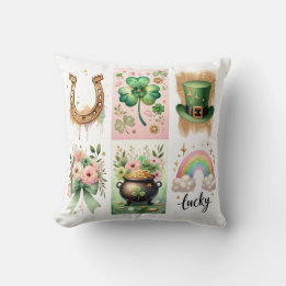Lucky Symbols, Irish, St. Patrick's Day Pillow