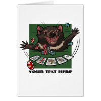 Lucky Tasmanian Devil Royal Flush Poker Cartoon