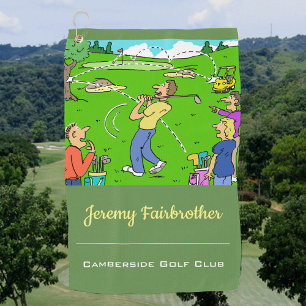 Lucky tee-off -  Funny Golf Cartoon Towel