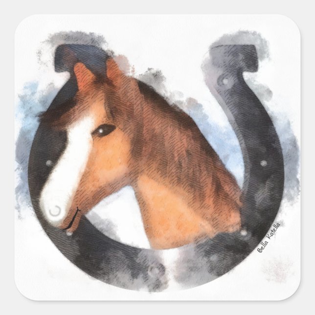 Lucky the Horse Square Sticker (Front)