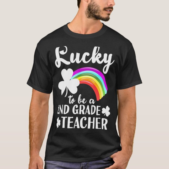 Lucky To Be 2nd Grade Teacher St Patricks Day Iris T-Shirt (Front)