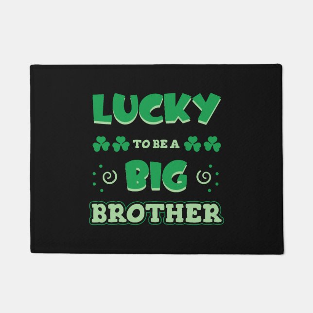 Lucky To Be A Big Brother St. Patrick's Day Doormat (Front)