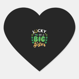 Lucky To Be A Big Sister St Patricks Day Pregnancy Heart Sticker
