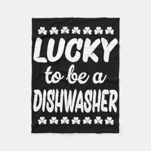 Lucky To Be A Dishwasher Fleece Blanket
