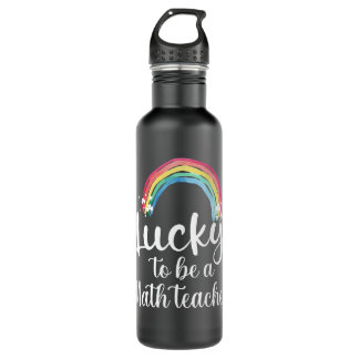 lucky to be a math teacher 710 ml water bottle