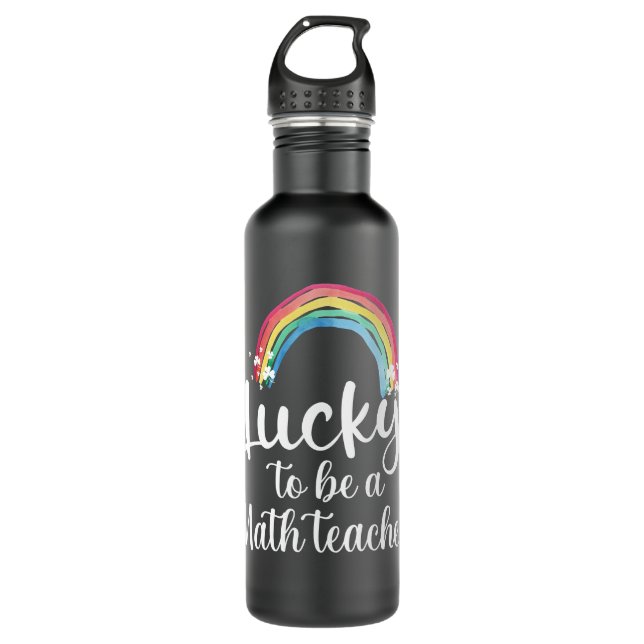 lucky to be a math teacher 710 ml water bottle (Front)
