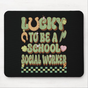 Lucky To Be A School Social Worker St Patricks Day Mouse Pad