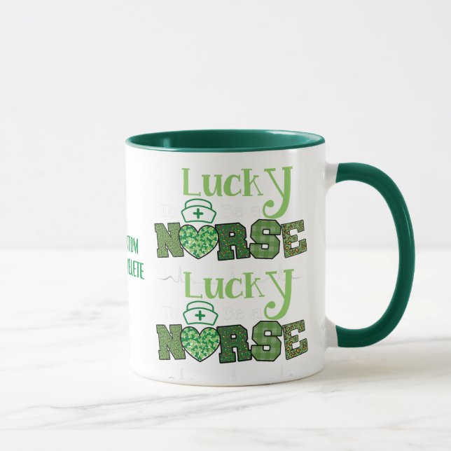 Lucky To Be A St Patrick's Nurse Shamrock Clover Mug (Right)