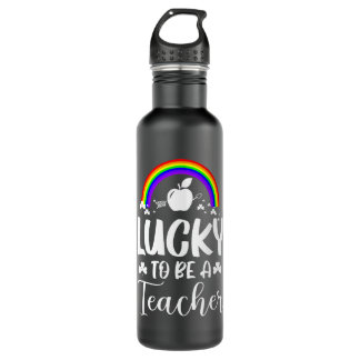 lucky to be a teacher 710 ml water bottle