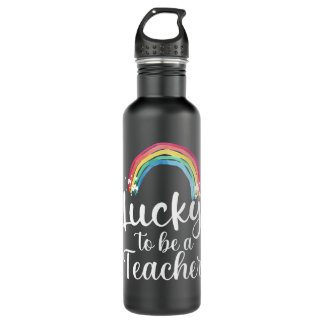 lucky to be a teacher patrick day 710 ml water bottle