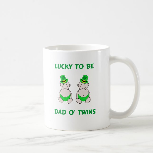 Lucky To Be Dad O' Twins Coffee Mug (Right)