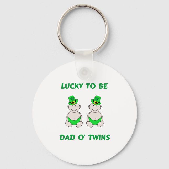 Lucky To Be Dad O' Twins Keychain (Front)