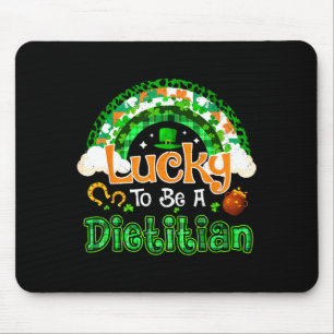 Lucky to be dietician shamrock rainbow st patricks mouse pad