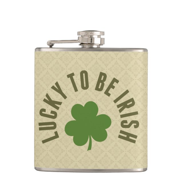 Lucky To Be Irish Hip Flask (Front)