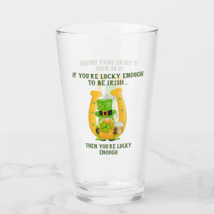Lucky to be Irish Horseshoe Gnome Glass
