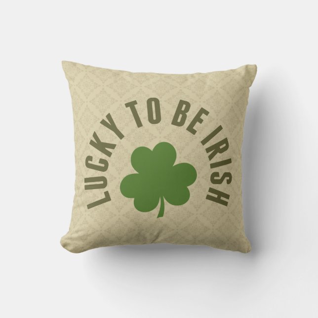 Lucky To Be Irish Reversible Throw Pillow (Front)