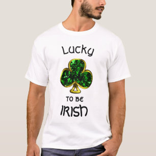 Lucky to Be Irish Shamrock and Gold  Men's t-Shirt