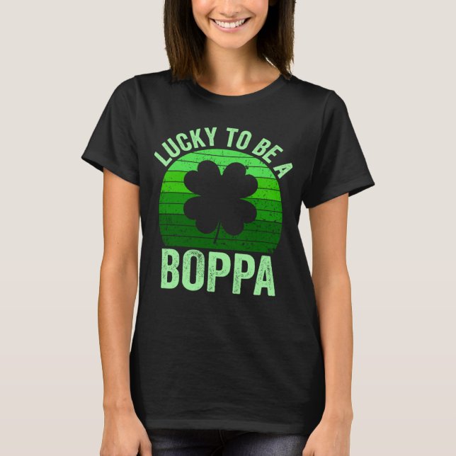 Lucky To Be Poppa Leprechaun Shamrock St Patricks  T-Shirt (Front)