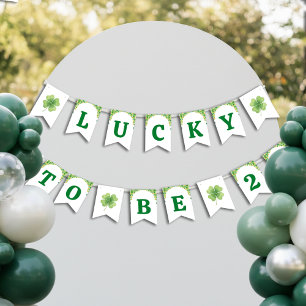 Lucky to be St Patrick's Day Clover Kids Birthday Bunting Flags