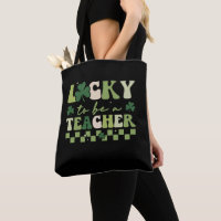 Lucky To Be Teacher Groovy Retro St Patrick's Day