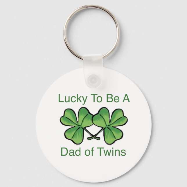 Lucky To Be Twin Dad Keychain (Front)