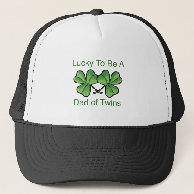 Lucky To Be Twin Dad Trucker Hat (Front)