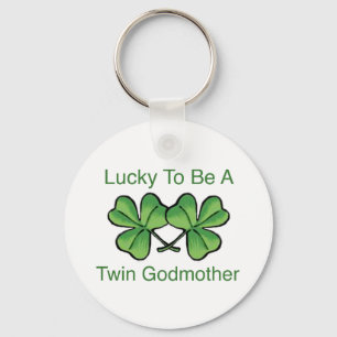 Lucky To Be Twin Godmother Keychain