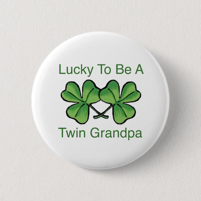 Lucky To Be Twin Grandpa 2 Inch Round Button (Front)