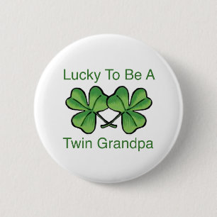 Lucky To Be Twin Grandpa 2 Inch Round Button