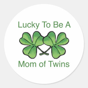 Lucky To Be Twin Mom Classic Round Sticker