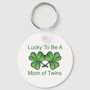 Lucky To Be Twin Mom Keychain