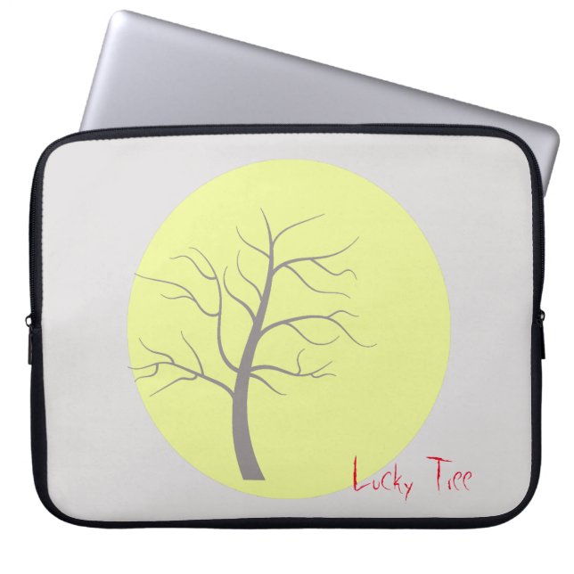 Lucky Tree Yellow Grey Laptop Sleeve (Front)