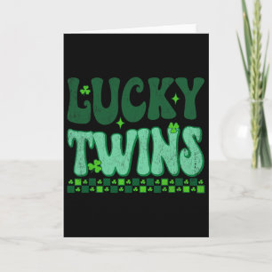 Lucky Twins Family Matching Retro Groovy St Patric Card