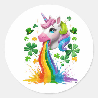 Lucky Unicorn Shamrock St Patricks Day Lepricorn Classic Round Sticker