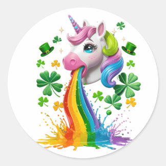 Lucky Unicorn Shamrock St Patricks Day Lepricorn Classic Round Sticker
