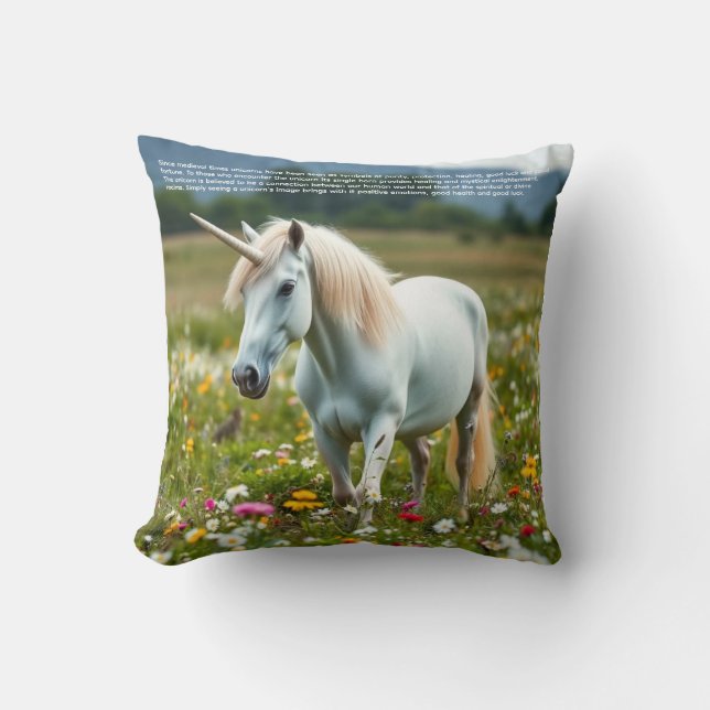 Lucky Unicorn Throw Pillow (Front)