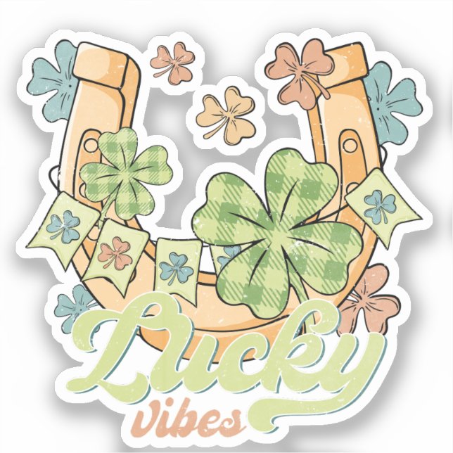 Lucky Vibes - Colourful Clovers & Golden Horseshoe (Front)