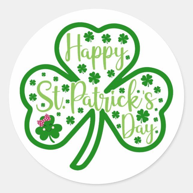 Lucky Vibes – Happy St. Patrick’s Day! 🍀✨ Classic Round Sticker (Front)