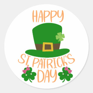 Lucky Vibes – Happy St. Patrick’s Day! 🍀✨ Classic Round Sticker